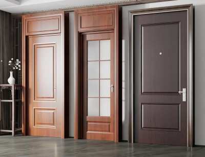 新中式平开门3D模型下载